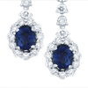 5.66ct.tw. Diamond And Sapphire Earrings. Oval Sapphire 3.34ct. 14KW DKE001238